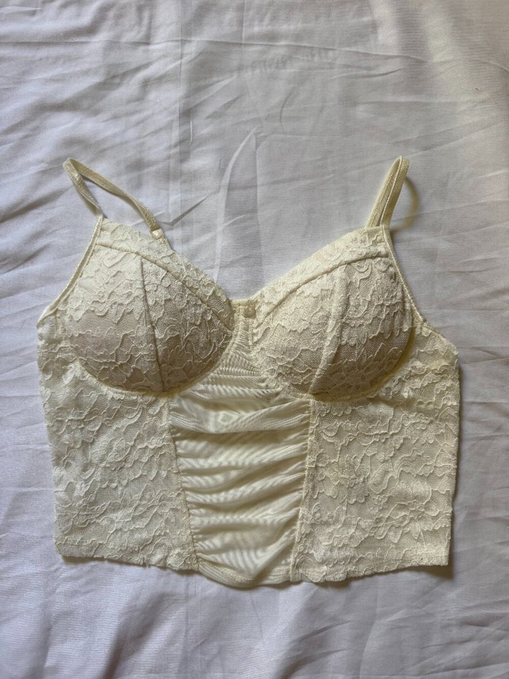 Women's Bozzolo White Lace Bustier Corset Crop Top Cami Fairycore Size Large